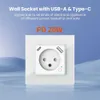 Smart Power Plugs Shawader Tuya WiFi Smart Israel Wall Socket EU Power Plug Outlet USB Type-C PD 20W laddningsport för iPhone Alexa Dot Home HKD230727