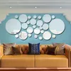 Väggklistermärken 26st/set akrylpolka dot kristall spegel sovrum kök badrum stick dekal konst väggmålning diy dekaler