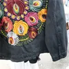 Kvinnors jackor vintage överdimensionerade multi blommor broderad denim jacka kvinnor cowboy långärmad lapel casual denim coat streetwear outwear 230726