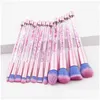 Other Health Beauty Items Glitter Crystal Makeup Brushes Set 12Pcs Diamond Professional Highlighter Concealer Make Up Brush Mermaid Dheut