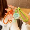 Trendy Love Heart Keychain Acrylic Chain Bell Pendant Keyring for Women Girls Headphone Case Charm Bag Accessories DIY Gifts