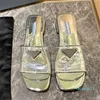 Clear PVC tofflor glider sandaler klackade platta klackar öppna tå skor kvinnor läder yttersula casual skor 1,5 cm