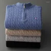 Pulls pour hommes pull en cachemire automne hiver épaississement demi col haut fermeture éclair tricot bas haut laine