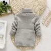 Family Matching Outfits Kids Children Solid Pullover Sweater Autumn Winter Boys Girls Turtleneck Knitted Sweaters Tops Clothing for 28T 230726