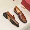 Läder Feragamo Spring Suits and Summer New Moccasin British Shoes High-End Business Formal Lefu Leather Shoes Men's LSYD