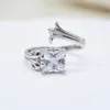 2023 Новые горячие продажи S925 серебряный серебряный свет роскошный мужские и женские кольца Light Luxury Crystal Gem Gem Angel Wings Open Ring