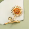 Pins Brooches DIY Accessories Exquisite Sunflower Brooch Highend Women's Thick Goldplated Micro Inlaid Zircon Empty Holder 230727