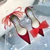 Sandals Shoe Luxury Designer High-Heeled Rose Pink Vamp Heel Cross Big Bow Fluorescent Vamp Open Toes Strap Box Size 35-42 #03669