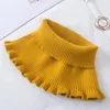 Scarves Korean Solid Color Elastic Lace Ruffle Wool Knit Scarf Fake Collar Pullover Kerchief Women's Winter Neck Protect Warm Scarve N99