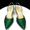 Sandals Chan High Heels for Lady Luxury Designer Green Green Diamond Full Diamond Pointed Toe Wedding Leed and Bag party 230726