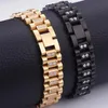 Gold Black Color Stainless Steel Bracelet Male 16MM Mens Watch Strap Bracelets Bangles For Men Hand Jewelry Accessories With CZ277S
