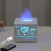 Square Heart-shaped Humidifier Household Bedroom Air Silent Night Light Remote Control Seven-color Essential Oil Aromatherapy Machine