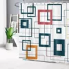 Shower Curtains Waterproof Shower Curtain Bathroom Line Grid Perforation Free Bathroom Partition Curtain Shower Waterproof Curtain 230727