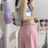 드레스 y2k 헐렁한 핑크 청바지 여성 kawaii 한국 패션 대형 저 상승 넓은 다리 데님 바지 스트리트웨어 느슨한 바지 alt