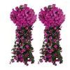 Dekorativa blommor konstgjorda wisteriabasket vinrankor röd hängande falska korgar för bröllopsdekoration