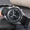 Луны мужчины смотрят полные функции Quarz Chronograph Watch Mission to Mercury 42 -мм нейлоновые роскошные часы с ограниченным тиражом.