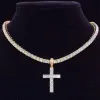 Pendentif Colliers Hommes Femmes Hip Hop Croix Collier Avec 4mm Zircon Tennis Chaîne Glacé Bling HipHop Bijoux Cadeau De Mode