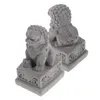 2 pcs Ciment Pierre Lion Mini Décor Décorations pour La Maison Mini Figurines Animal Collection Figure Statues Paire Lion Miniature Chinois cadeau créatif