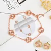 Bracelet 3 PC FiveLeaf Pétale Fleur Bracelet Collier Boucle D'oreille Ensemble de Bijoux Femmes De Luxe Plaqué Or Cadeau Haute Qualité Simple 230726