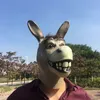 Party Masks Funny Adult Creepy Funny Donkey Horse Head Mask Latex Halloween Animal Cosplay Zoo Props Party Festival Costume Ball Mask 230726