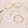 Charm Bracelets WANGAIYAO Fashion Trend Love Pearl Multi-layer Knotted Chain Bracelet Feminino Ins Wind Hollow Design Hand Ornament Set Decora