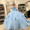 Robe de bal rose Sexy, épaules dénudées, princesse de 15 ans, robe Quinceanera en dentelle, fleurs 3d, paillettes, Tulle, robes de fête d'anniversaire, 2024