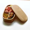食器セットは、子供向けの卸売用の木製のランチボックス日本風の容器を設定します日本のお弁当箱手作りの天然寿司食器