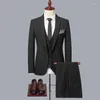 Ternos masculinos 2023 Conjunto de três peças (terno colete calças) Boutique Terno Moda Versão coreana de roupas formais de negócios casuais