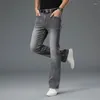 Jeans masculino verão 2023 fino cinza médio cintura alta micro flare qualidade moda moda