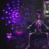 Garden Decorations Solar Halloween LED Spider Web Ljus Vattentät svart Net Purple String Light Outdoor Home Party Decor 230727