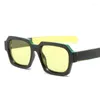 Lunettes de soleil Cool Vintage Carré Femmes Mode Jaune Lunettes de Soleil Femme Ins Coloré Nuances UV400