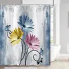 Rideaux de douche bleu sarcelle grande marguerite florale et papillon rideau de douche turquoise salle de bain rideau étanche salle de bain décoration avec crochets 230727