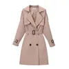 Trench-Coat Femme Grande Taille 4XL Trench-Coat Femme Kaki Mince Double Boutonnage Dames Outwear Avec Ceinture Femme Casual Coupe-Vent Automne 230726