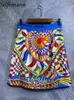 فستان من قطعتين Seifrmann جودة عالية الجودة الصيف مصمم الأزياء مصمم الأزياء مجموعات Colorblock مطبوعة القطن مثير كاميسول حرير MINI بدلة 230727