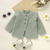 Family Matching Outfits Autumn Winter Girl Children Solid Ruffle Warm Sweater Baby Knitting Cardigan Casual Tops Coat Kid Infant Fashion Knitted Jacket 230726