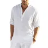 Mens Casual Shirts Blouse Katoen Linnen Shirt Losse Tops Lange Mouw Tee Hawaiian Lente Herfst Mannen Kleding 230726