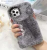 Cell Phone Cases Cute Girly Cases with Bling Crystal Diamond Silicon Soft Fluffy Furry Shockproof Protective Phone Case for iPhone 7 8plus Xr 11 Pro Max Z230728