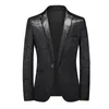 Abiti da uomo Blazer Autunno Prom Party Dress Suit da uomo Nero / Blu Moda Uomo Blazer jacquard piccoli Giacca e pantaloni Taglia 6XL-S 230727