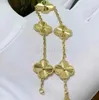 Kedja lycklig designer elegant charm armband cleef mode vintage 5 motiv armband klöver blad halsband lyx design bröllop smycken skåpbil 4/fyra blommor gåvor