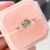 Bröllopsringar Luxyimagic Natural Moss Agate Gemstones Ring for Women Solid 925 Sterling Silver Korean Trendy Hexagon Engagement Jewel 230726