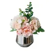 Flores decorativas mini flor artificial hortênsia arranjo floral bonsai vaso vaso