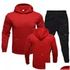 Men'S Tracksuits Sweatpants And Hoodie Set Tracksuit Men Hooded Sweatshirt Pants Plover Suit Casual Clothes Drop Delivery Apparel Me Dhbnq