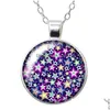 Pendanthalsband Shinning Stars Colorf Bubble Patterns Round Necklace 25mm Glass Cabochon Sier Color SMEEXKE Women Birthday Present 50cm DHLP7