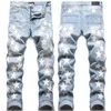 Heren Jeans Designer Ripped Borduren Pentagram Patchwork Voor Trend Merk Motorbroek Heren Skinny Winter01 476