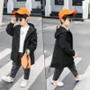 Tench coats Boys jacket spring and autumn models big boy 2023 hooded long windbreaker 13 children's men's clothing 230726