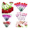 Other Health Beauty Items Mermaid Blending Makeup Brush Sets 3D Flower Foundation Cosmetic Diamond Kit Thread Make Up Rainbow Brushe Dhy5K