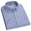 Freizeithemden für Herren, 100 % Baumwolle, RegularFit, kurzärmeliges Oxford-Hemd mit Taschen, Button-Down-Kleid 230726
