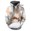 Men's Hoodies Funny Squirrel 3D Printed Unisex Fashion Casual Round Neck Sweatshirt Shirt