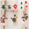 Dekoracje świąteczne klipy drewniane świąteczne drzewo po kołki łosiełki w obiektach snowflake do domu w szkole szkolnej dekoracje rzemieślnicze KDJK2210 DROP DEVIV DHWKA