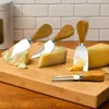 4pcs/set Oak Wood Wooden Handle Knife Fork Shovel Kit Stainless Steel Butter Spreader Graters For Cutting Baking Chesse Board Tool